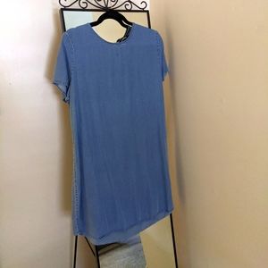 Denim knee length dress, zip up back